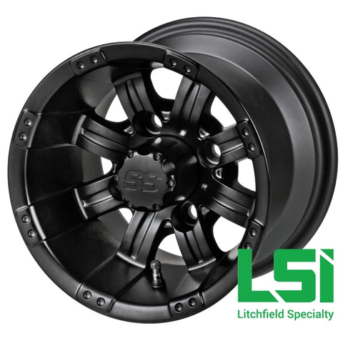 10X7 Matte Black Casino Golf Cart Wheel -10