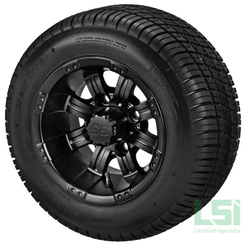 10X7 Matte Black Casino Wheel On 205/50-10 Deli Tire 10 Low Profile Assembly