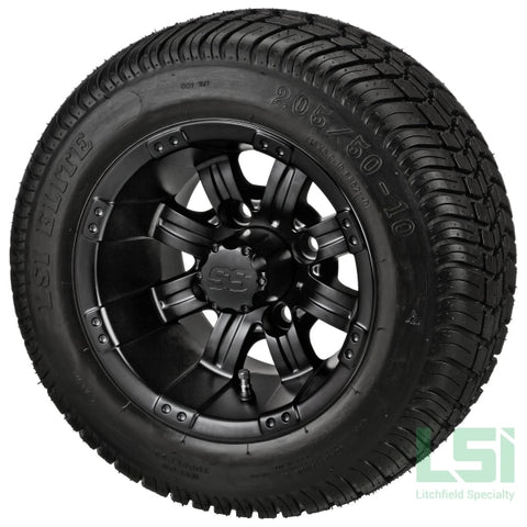 10X7 Matte Black Casino Wheel On 205/50-10 Lsi Elite Tire 10 Low Profile Assembly