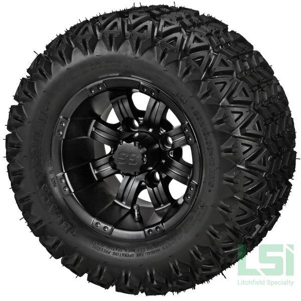 10X7 Matte Black Casino Wheel On 20X10-10 Trail Tire 10 Lifted Assembly