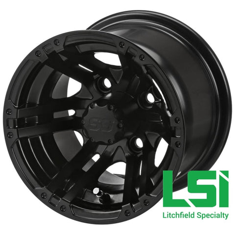 10X7 Matte Black Yukon Golf Cart Wheel -10