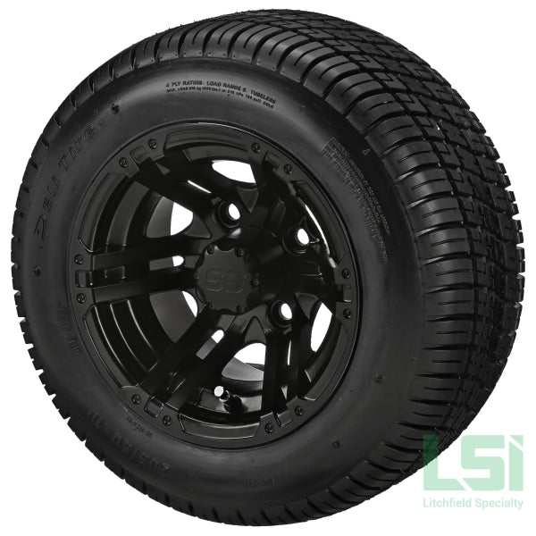 10X7 Matte Black Yukon Wheel On 205/50-10 Deli Tire 10 Low Profile Assembly