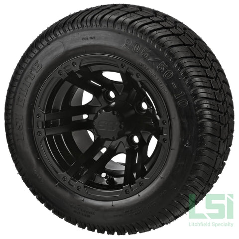 10X7 Matte Black Yukon Wheel On 205/50-10 Lsi Elite Tire 10 Low Profile Assembly