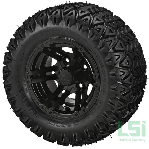 10X7 Matte Black Yukon Wheel On 20X10-10 Trail Tire 10 Lifted Assembly