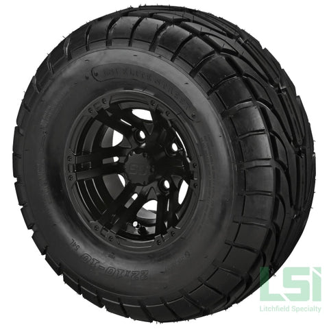 10X7 Matte Black Yukon Wheel On 22X10-10 Lsi Elite Street Tire 10 Lifted Assembly