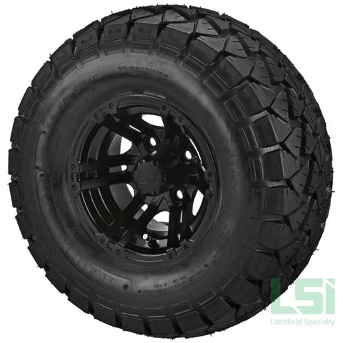 10X7 Matte Black Yukon Wheel On 22X10-10 Trail Fox A/t Tire 10 Lifted Assembly