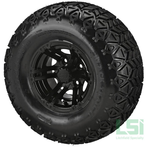 10X7 Matte Black Yukon Wheel On 22X11-10 Trail Tire 10 Lifted Assembly
