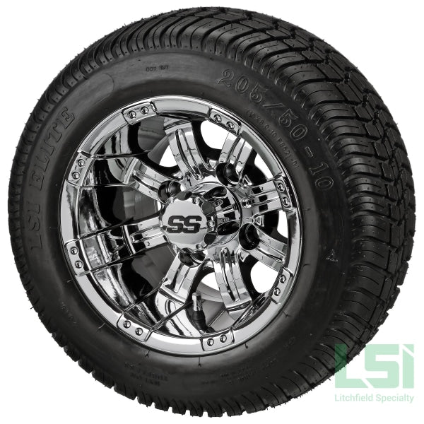 10X7 Mirror Casino Wheel On 205/50-10 Lsi Elite Tire 10 Low Profile Assembly