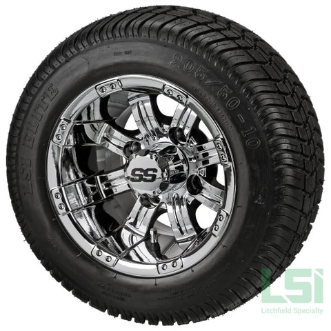 10X7 Mirror Casino Wheel On 205/50-10 Lsi Elite Tire 10 Low Profile Assembly