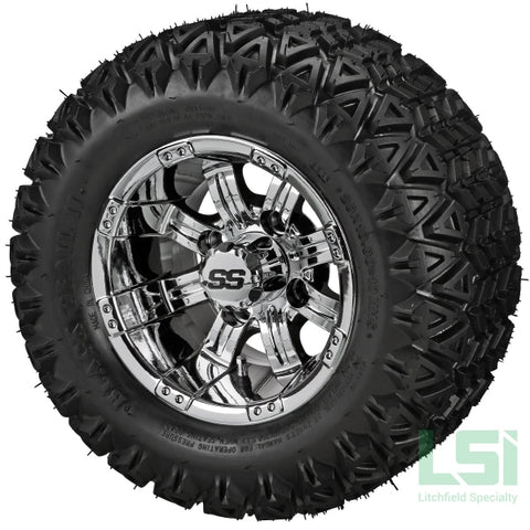 10X7 Mirror Casino Wheel On 20X10-10 Black Trail Tire 10 Lifted Assembly