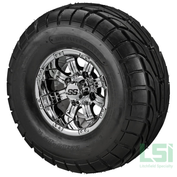 10X7 Mirror Casino Wheel On 22X10-10 Lsi Elite Street Tire 10 Lifted Assembly