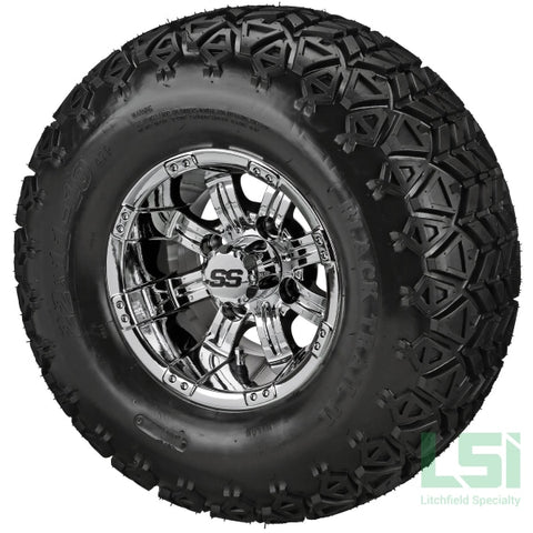 10X7 Mirror Casino Wheel On 22X11-10 Black Trail Tire 10 Lifted Assembly