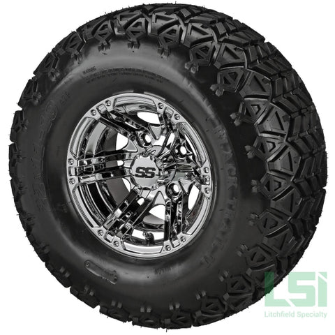 10X7 Mirror Yukon Wheel On 22X11-10 Black Trail Tire 10 Lifted Assembly