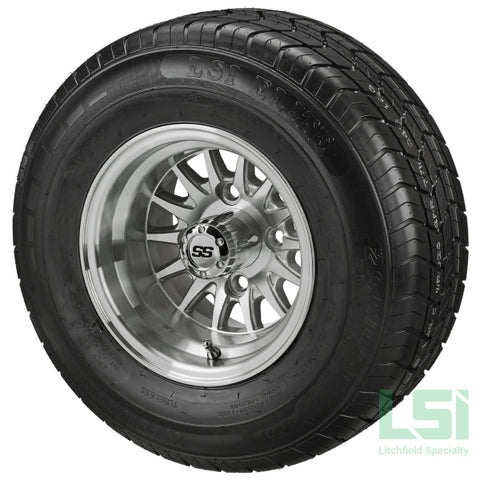 10X7 Silver/machined 14-Spoke Wheel On 205/65R10 Lsi Elite Radial Tire 10 Lifted Assembly