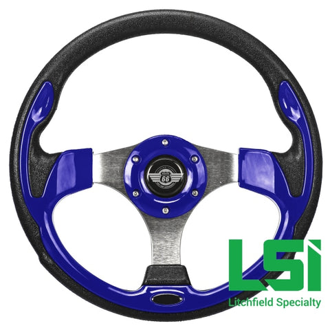 12.5 Blue Steering Wheel By Route 66 Golf Cart Accessories Whel