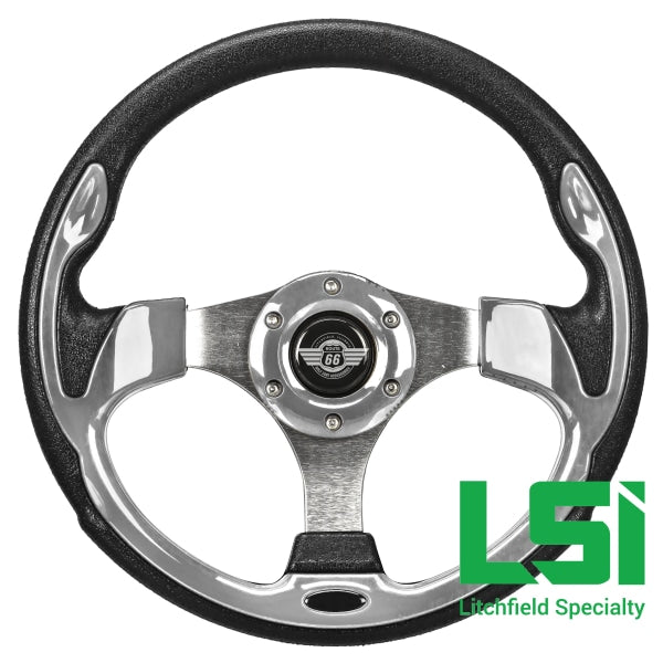 12.5 Chrome Steering Wheel By Route 66 Golf Cart Accessories Whel