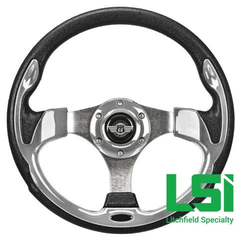 12.5 Chrome Steering Wheel By Route 66 Golf Cart Accessories Whel