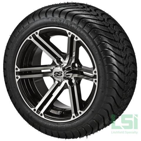 12X6 Black & Machined Yukon Wheel On 215/35-12 Lsi Elite Tire 12 Low Profile Assembly