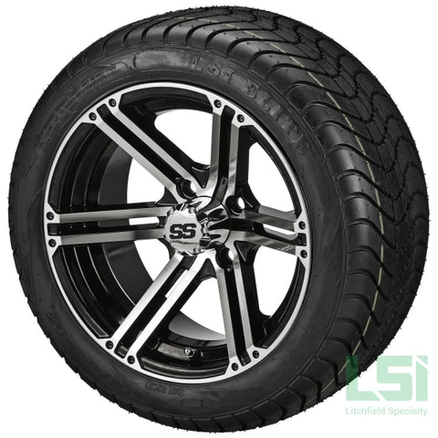 12X6 Black & Machined Yukon Wheel On 215/40-12 Lsi Elite Tire 12 Low Profile Assembly
