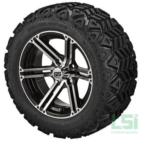 12X6 Machined & Black Yukon Wheel On 20X10.00-12 Trail Tire 12 Lifted Assembly