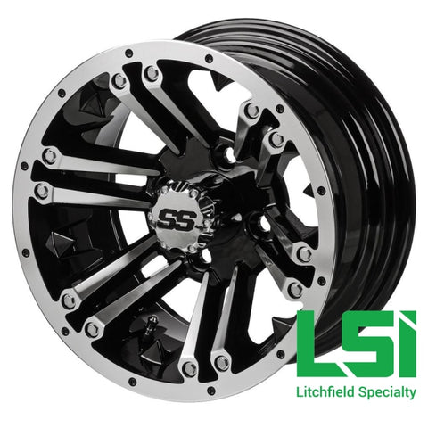 12X6 Machined/black Raider Wheel -12
