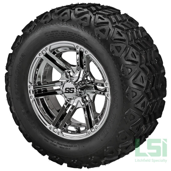 12X6 Mirror Yukon Wheel On 22X11-12 Black Trail Tire 12 Lifted Assembly
