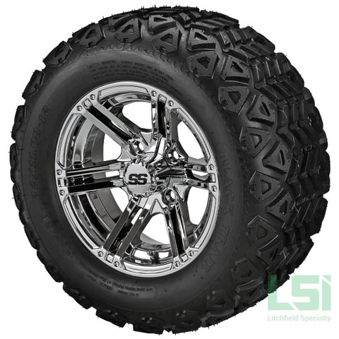 12X6 Mirror Yukon Wheel On 22X11-12 Black Trail Tire 12 Lifted Assembly