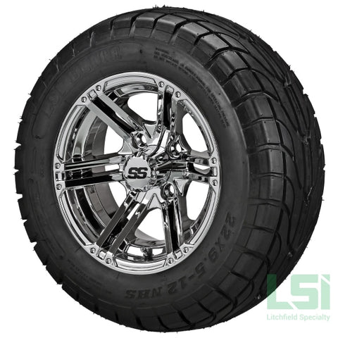 12X6 Mirror Yukon Wheel On 22X9.50-12 Lsi Elite Street Tire 12 Lifted Assembly