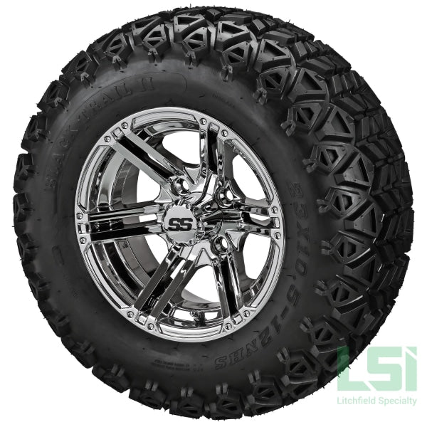12X6 Mirror Yukon Wheel On 23X10.50-12 Black Trail Tire 12 Lifted Assembly