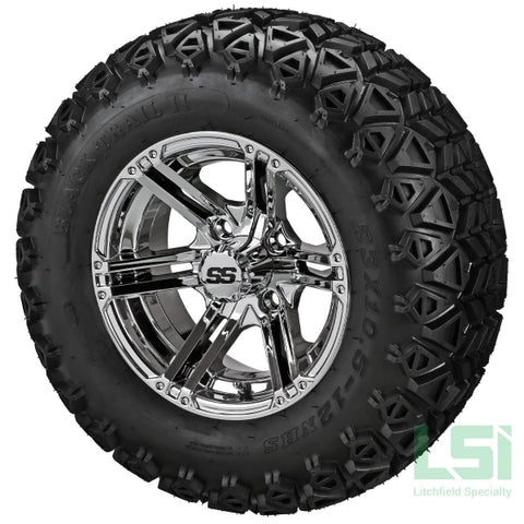12X6 Mirror Yukon Wheel On 23X10.50-12 Black Trail Tire 12 Lifted Assembly