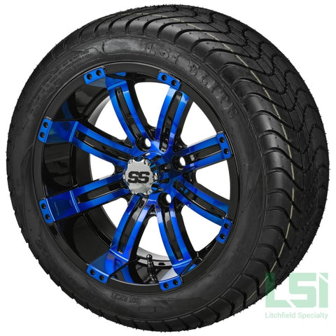 12X7 Black & Blue Casino Wheel On 215/40-12 Lsi Elite Tire 12 Low Profile Assembly
