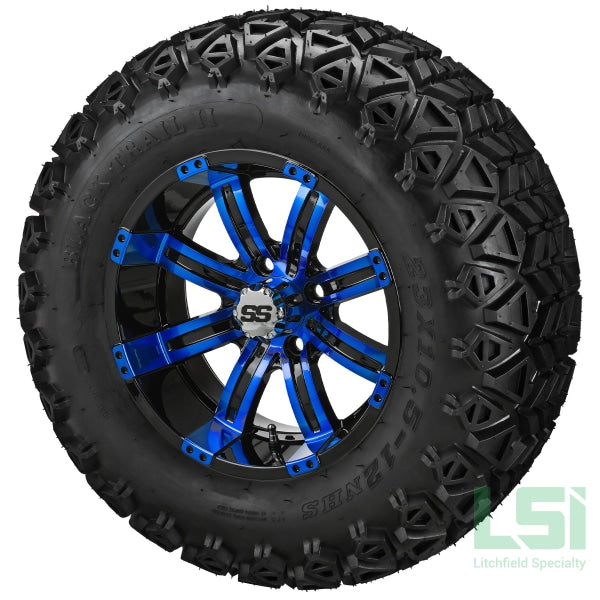 12X7 Black & Blue Casino Wheel On 23X10.50-12 Trail Tire 12 Lifted Assembly