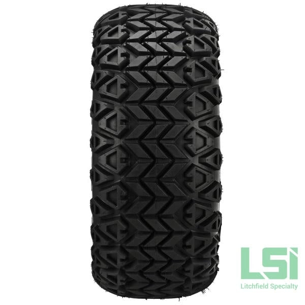 12X7 Black & Blue Maltese Cross Wheel On 23X10.50-12 Trail Tire 12 Lifted Assembly