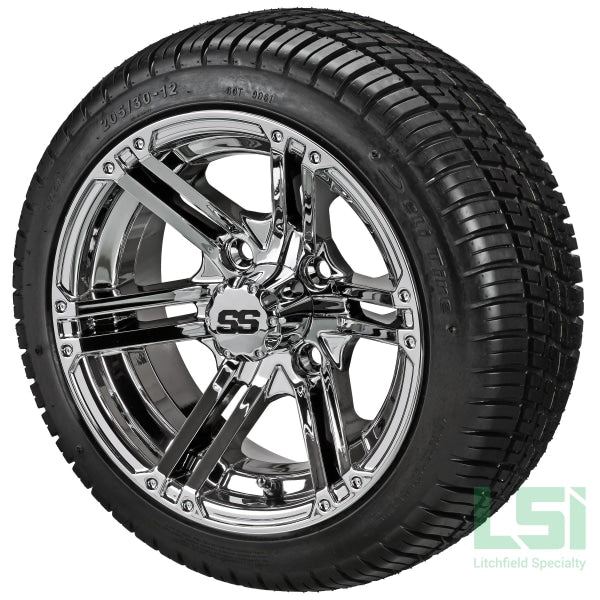 12X7 Mirror Yukon Wheel On 205/30-12 Deli Tire 12 Low Profile Assembly